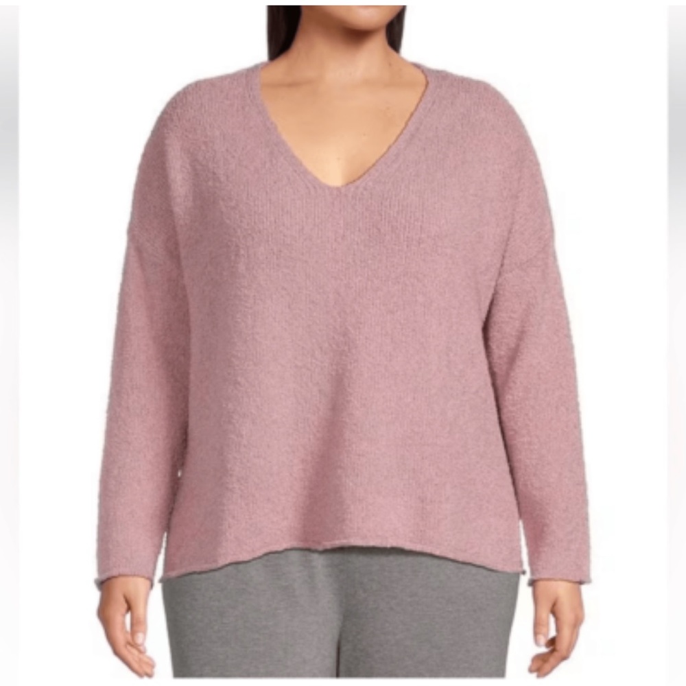 Eileen Fisher Cotton Fluff Sz XL Pink V-Neck Sweater  NWT $268 Cashmere Blend